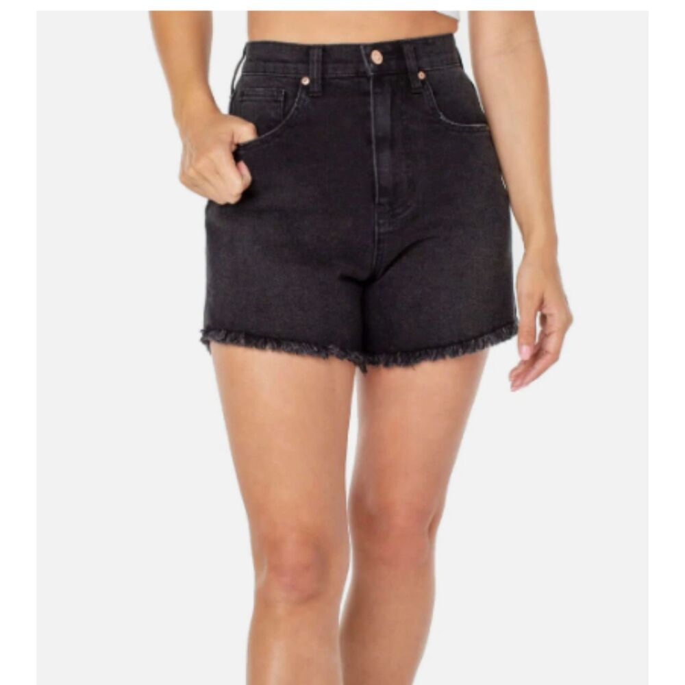 Celebrity Pink Cut Off Shorts 30 Women's Black High Rise Denim Frayed Hem Summer